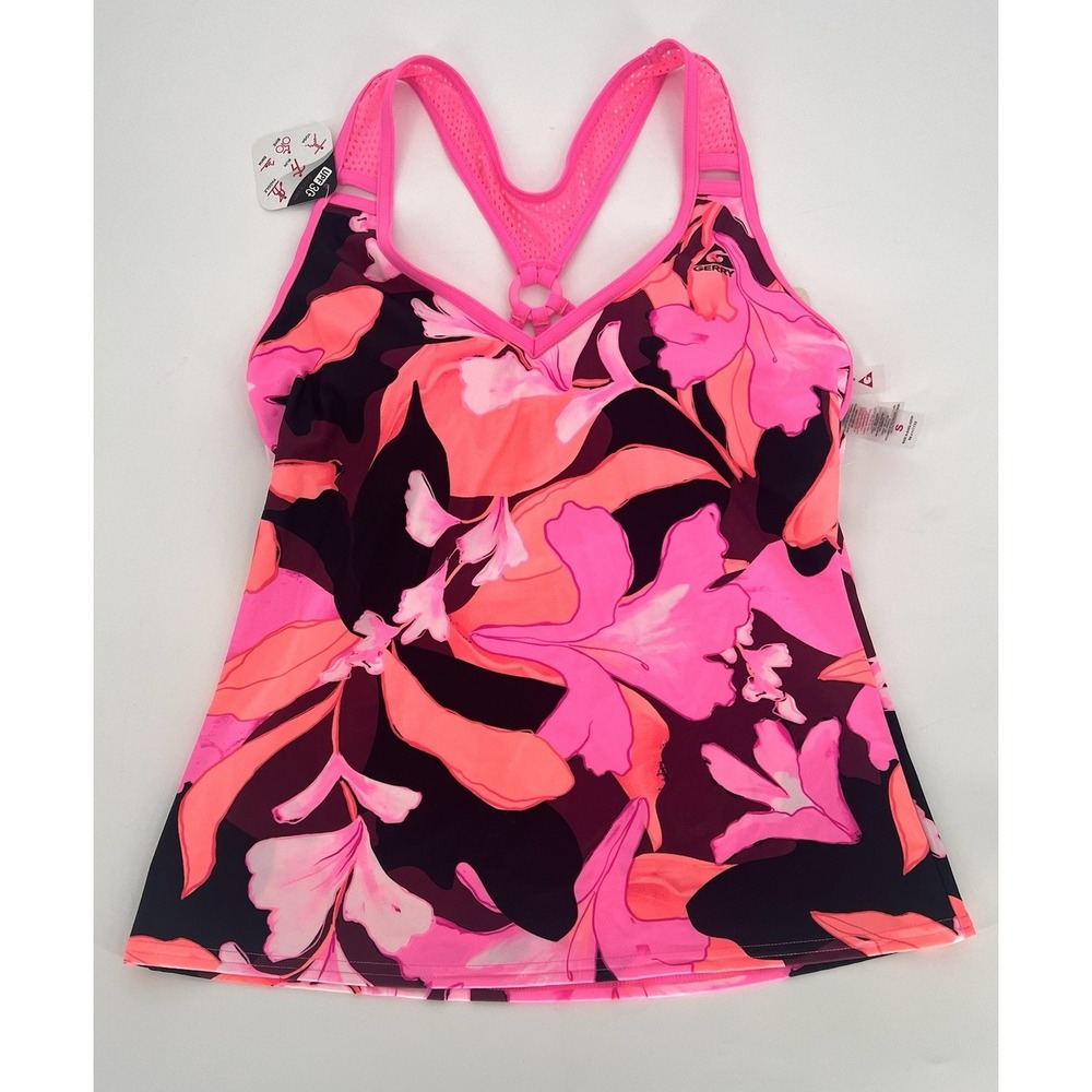 Gerry Women's SZ Small Disguise Action Tankini Swim Top ONLY Pink FloralAthletic - Picture 2 of 9